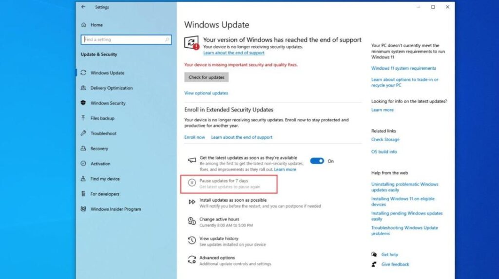 Windows 10 mất t&iacute;nh năng tạm dừng cập nhật, người d&ugrave;ng dễ bị "&eacute;p" l&ecirc;n Windows 11
